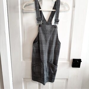 No Boundaries Houndstooth Overalls in Black and White